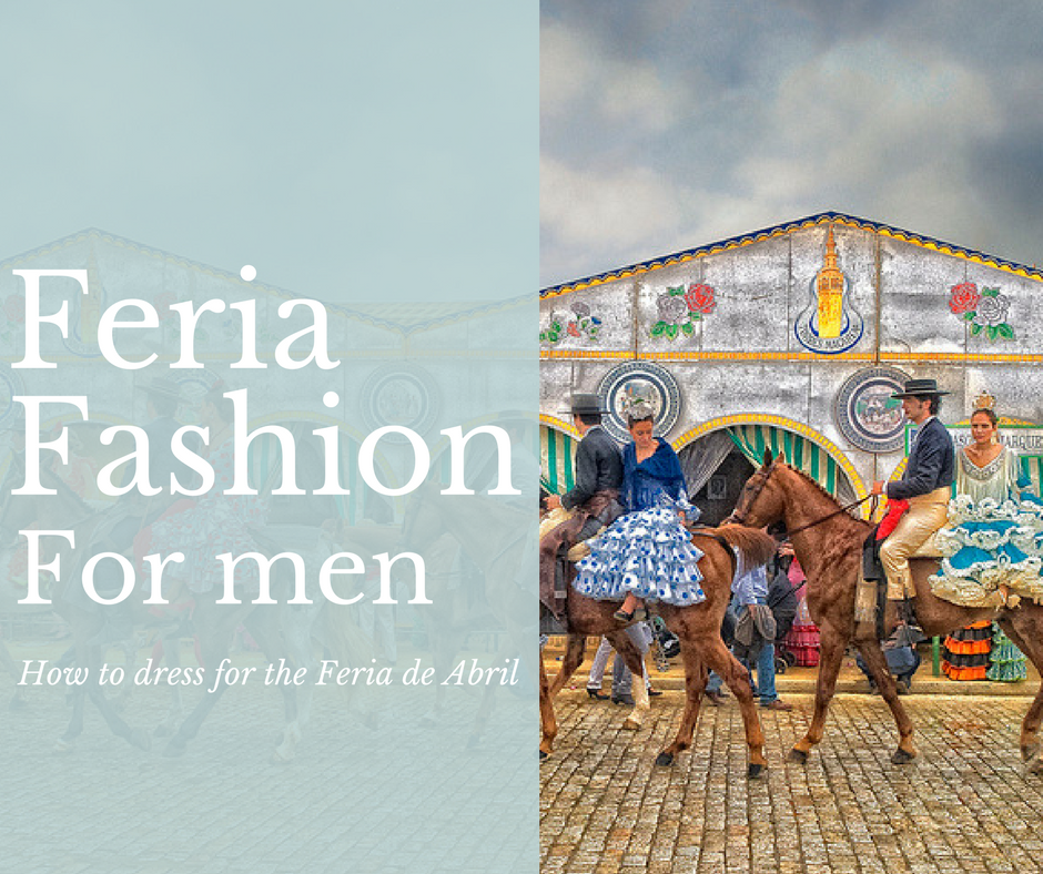 Feria Fashion for Men - banner: traje de corto wearing horse riders with girls with flamenco dresses on the back of their horses